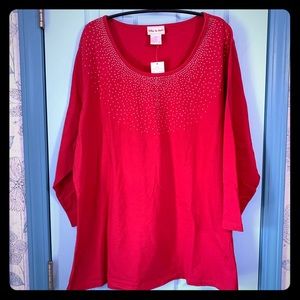 3/4 Sleeve Sparkle ❇️ Red Top 236